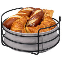 BROTKORB mit abnehmbarem Bezug, rund, schwarz, Metall - Schwarz, Metall (30/11cm) - eluno