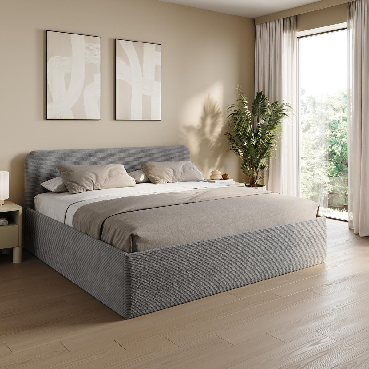 POSLTERBETT 200x200 cm in Grau - Grau, Holzwerkstoff/Textil (200/200cm) - Home Collective