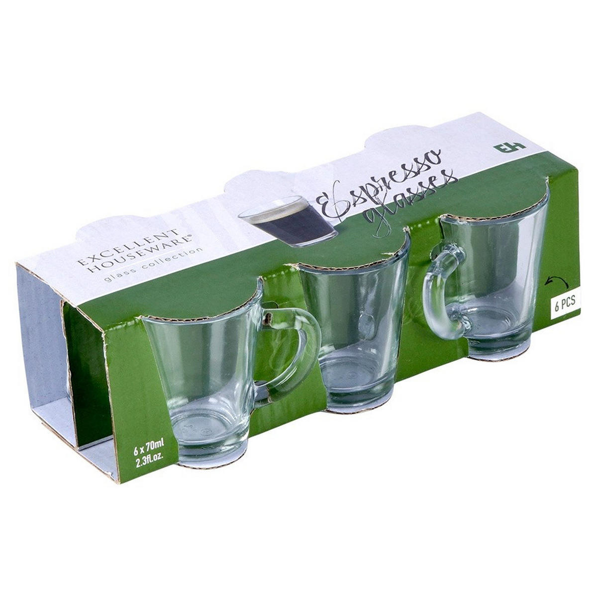 ESPRESSOGLAS-SET mit Griff 6er-Pack transparent - Klar, Glas (0.07L) - Excellent Houseware