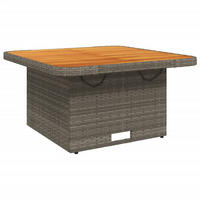 GARTENTISCH Grau 80/80/71 Cm Poly Rattan Und Akazienholz - Grau, Kunststoff (80/80/71cm) - vidaXL