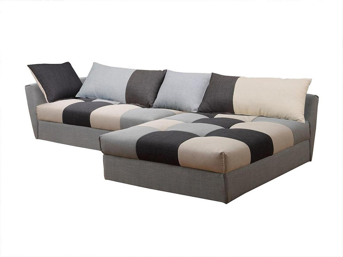 ECKSOFA mit Schlaffunktion - Stoff - Grau - Ecke Rechts - ROMANE - Hellgrau, Textil (274/168cm) - Vente-Unique