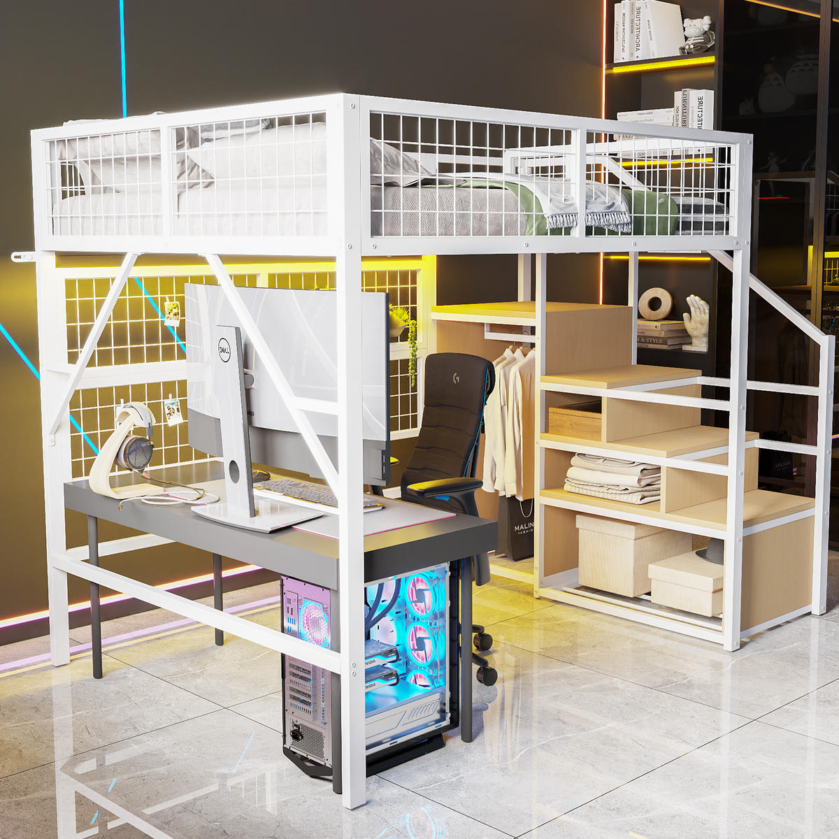 HOCHBETT Metall 140/200 cm Weiß - Weiß, Metall - Raumix