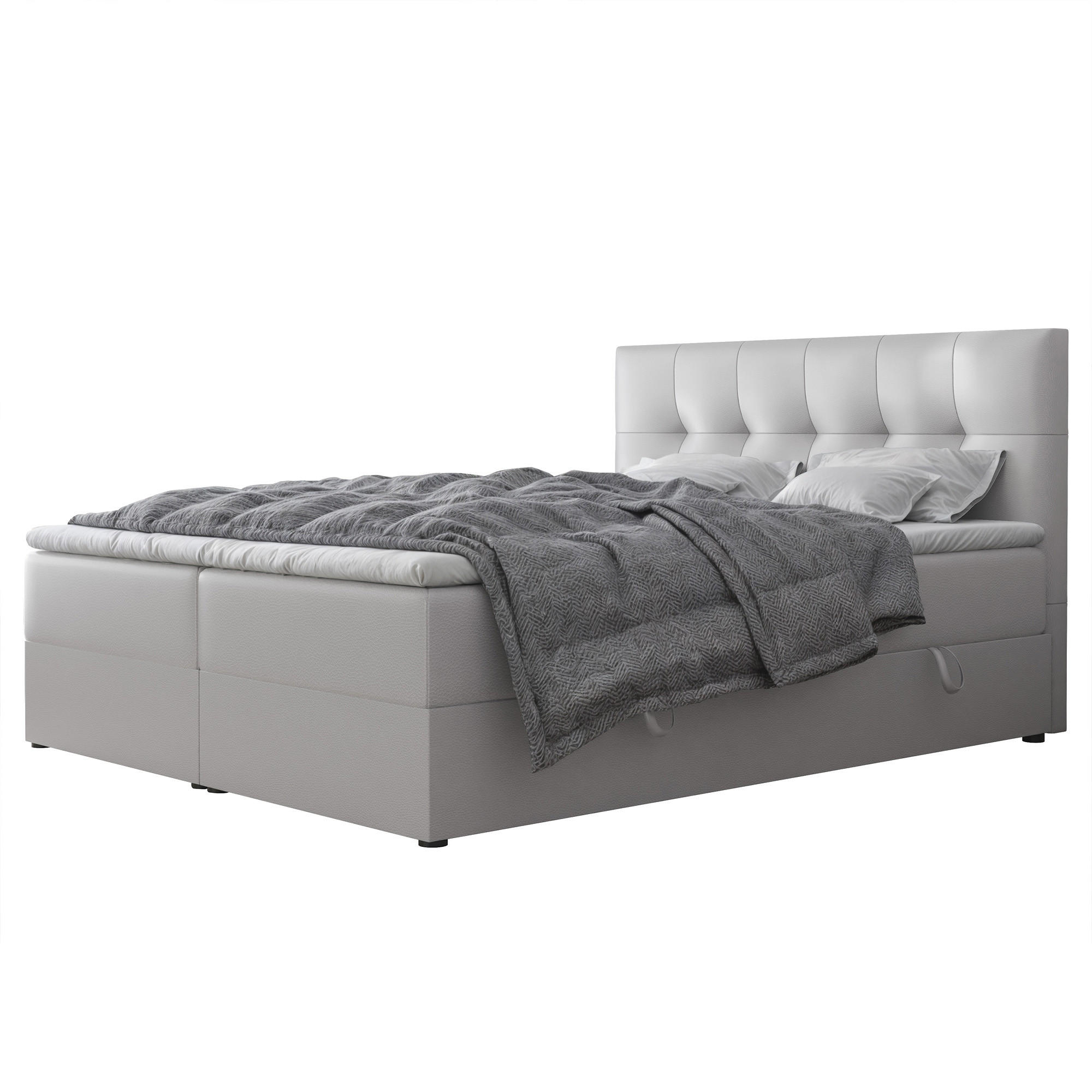 BOXBETT RENZO 200/200 cm mit Matratze und Topper, Grau - Grau, Holzwerkstoff/Textil (200/200cm) - Idohome