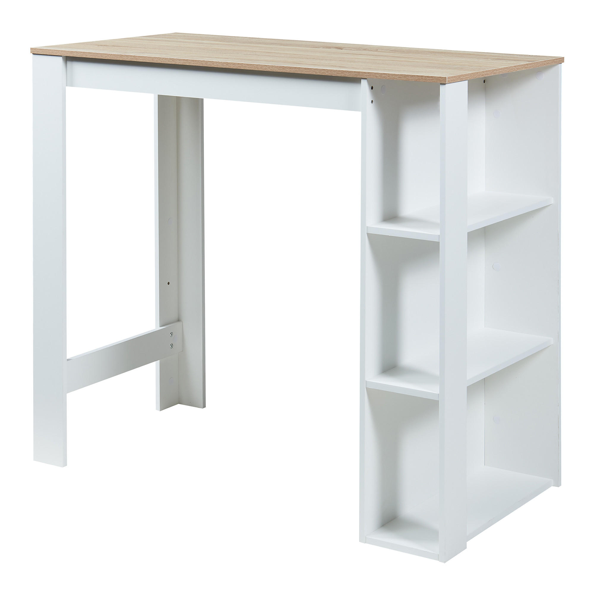 BAROVÝ STŮL Danderyd - bílá/barva dubu, kompozitní dřevo (60/120/105.5cm) - [en.casa]