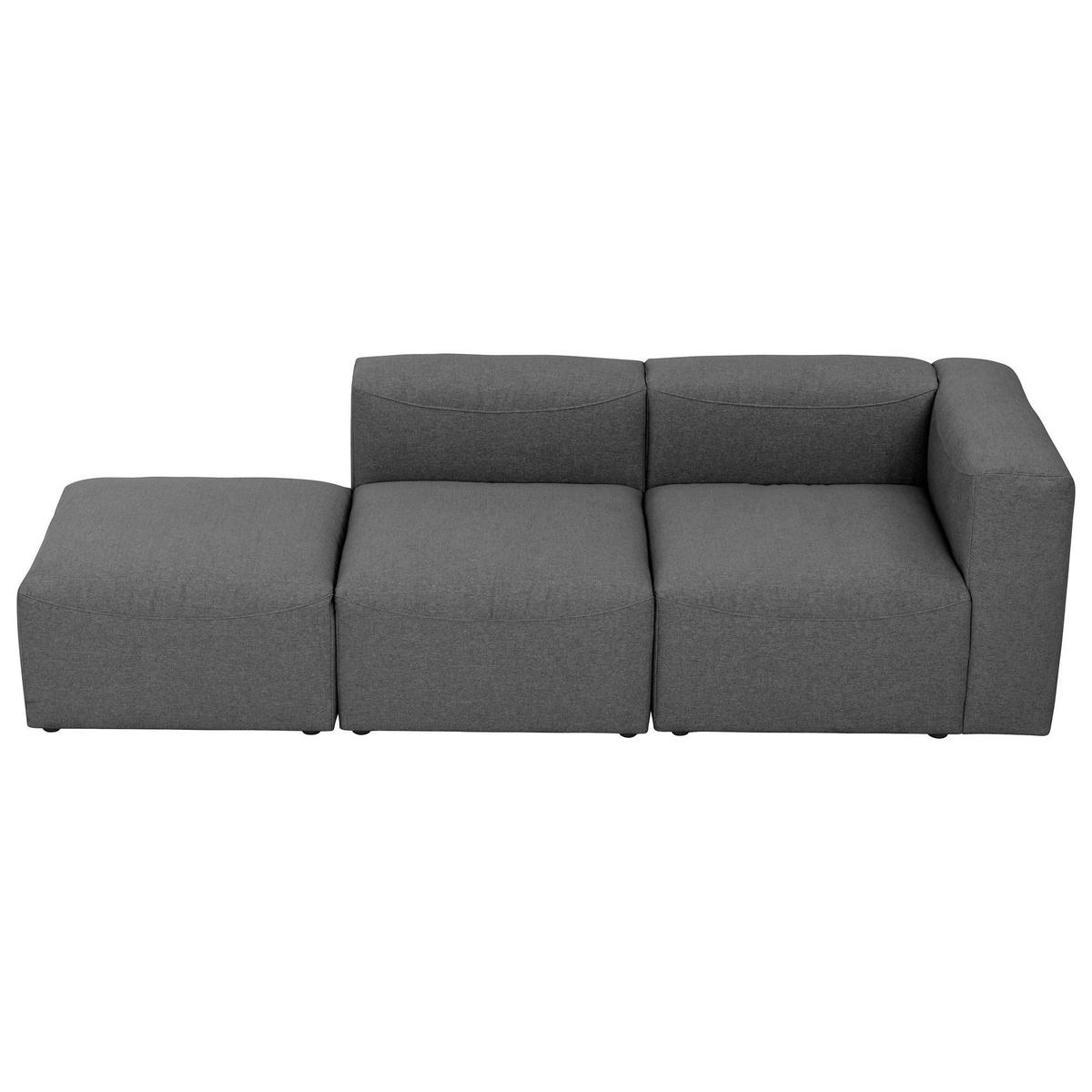SOFA 2-Sitzer mit Hocker links Kattrina Flachgewebe anthrazit - Anthrazit, Kunststoff (100/73/250cm) - 58aufmkessel