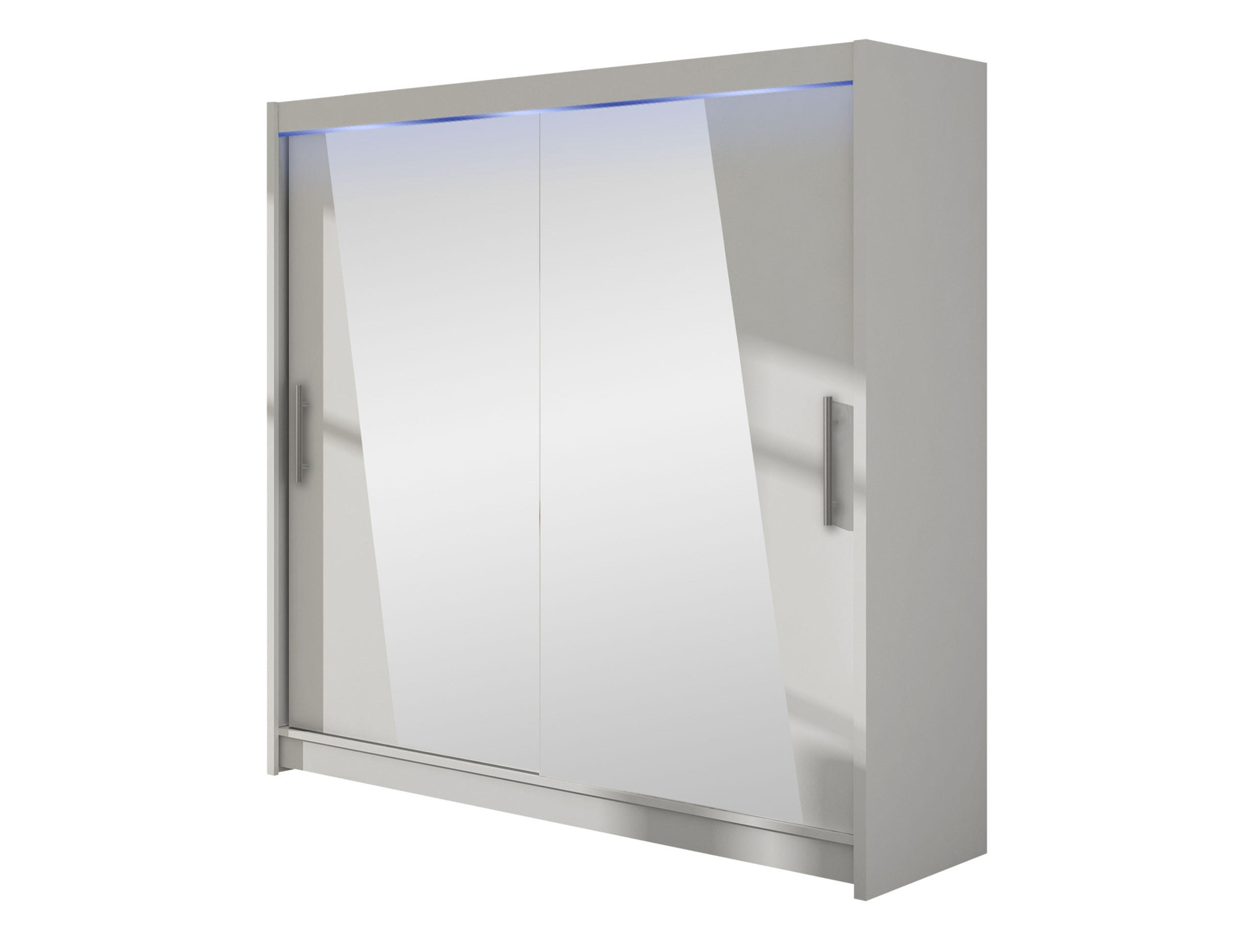 KLEIDERSCHRANK London XIV, mit RGB LED Beleuchtung - Silberfarben/Weiß, Holzwerkstoff/Kunststoff (180/215/58cm) - MIRJAN24
