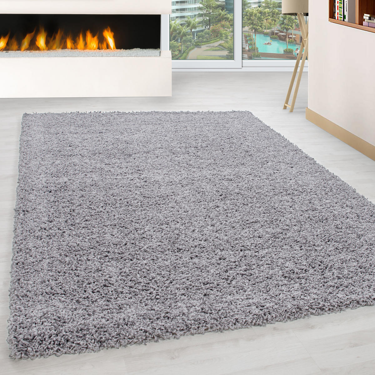 TEPPICH Hochflor Unifarben Polypropylen Wohnzimmer Shaggy Hellgrau Rechteckig 200x290 - Hellgrau, Textil (200/290cm) - KADIMA DESIGN