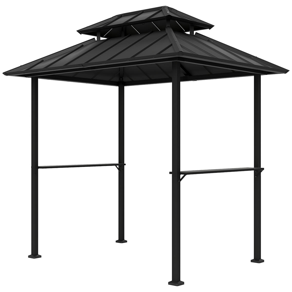 PAVILLON DE-12658 244/184/258 cm Doppeldach mit 2 Regalen Schwarz - Schwarz, Metall (467.36/655.32/619.76cm) - ComfortXL