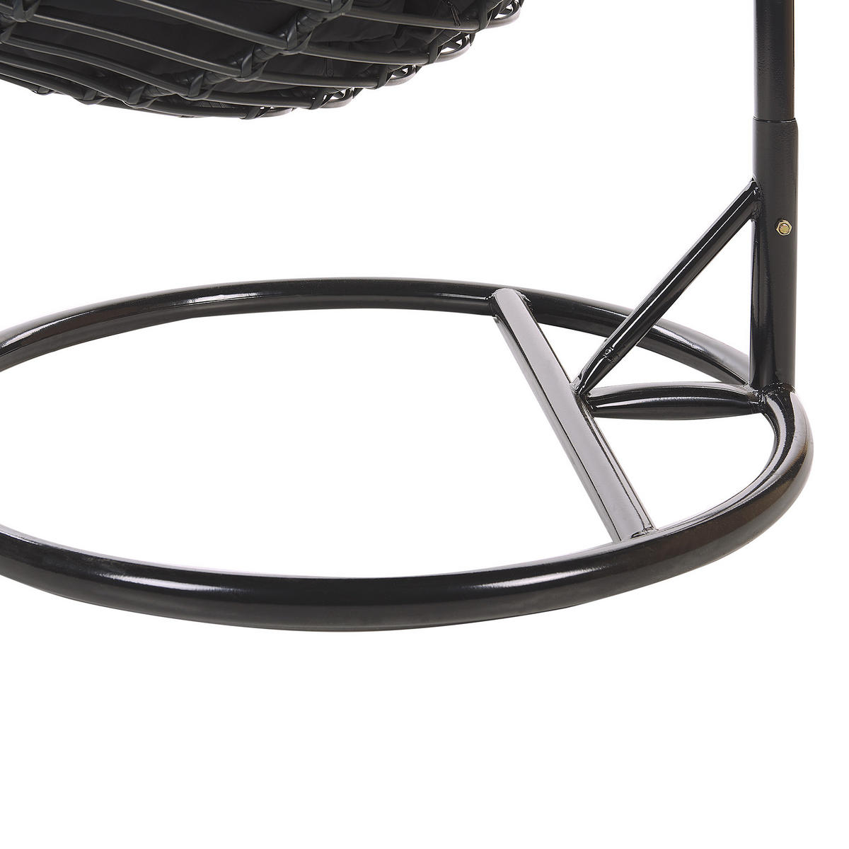 HÄNGESESSEL mit Gestell PE Rattan schwarz 97 cm Aspio - Schwarz, Kunststoff (99/199/97cm) - Beliani
