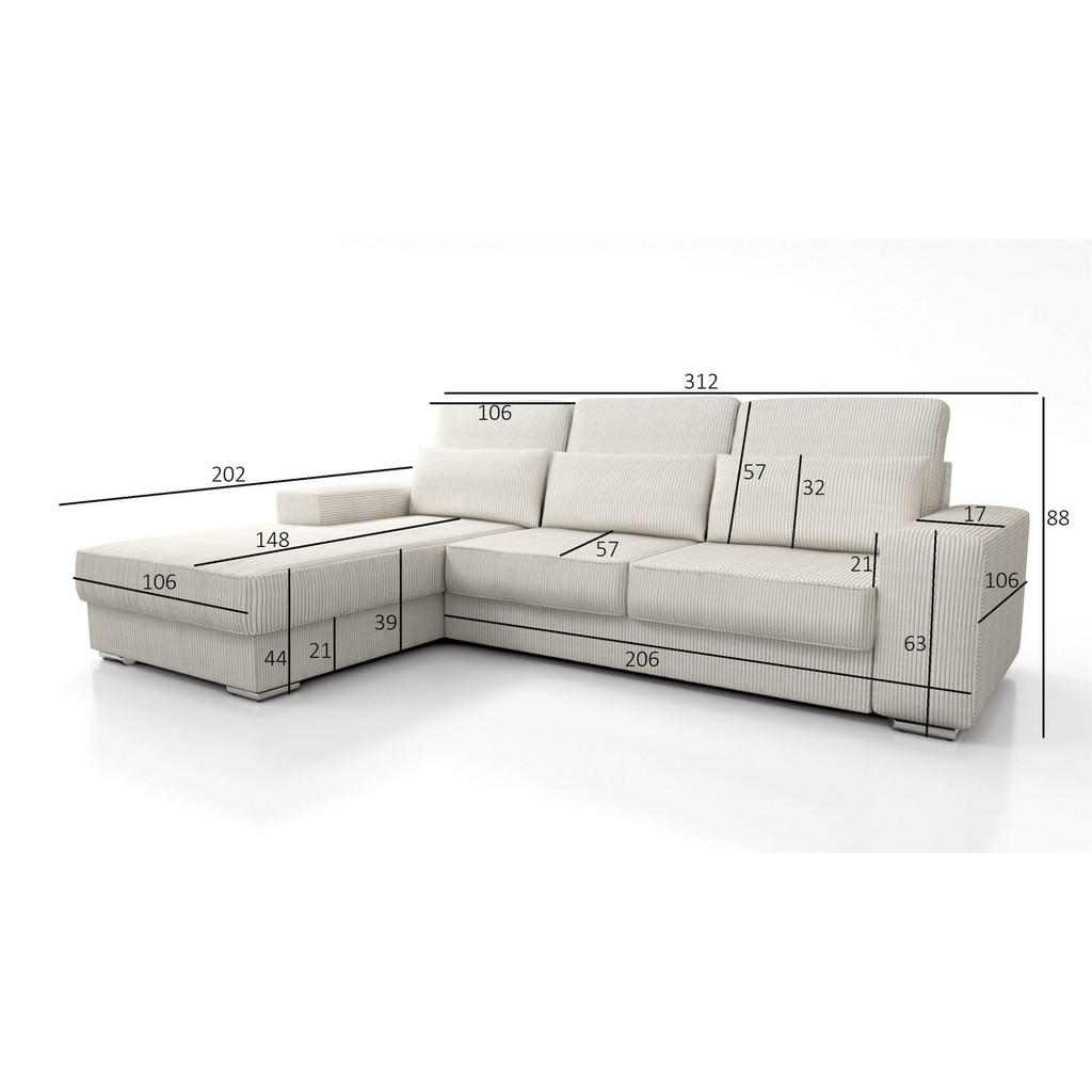 Thumbnail - Fun Möbel Ecksofa, Graubraun, Textil, Ottomane links, 312x202 cm, Wohnzimmer, Sofas & Couches, Wohnlandschaften, Ecksofa...