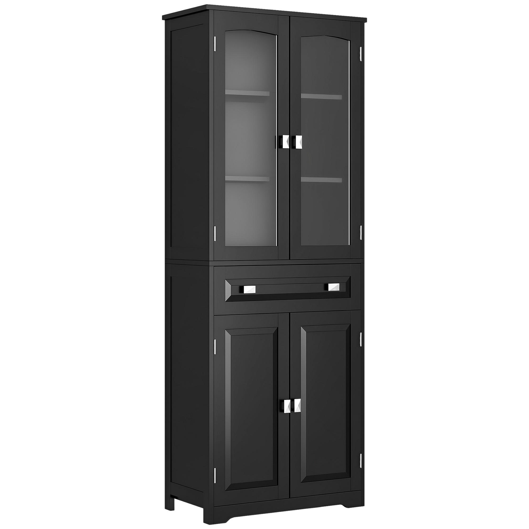 HIGHBOARD DE-11314 2 Glastüren Schwarz - Schwarz, Holzwerkstoff (30/160/60cm) - ComfortXL