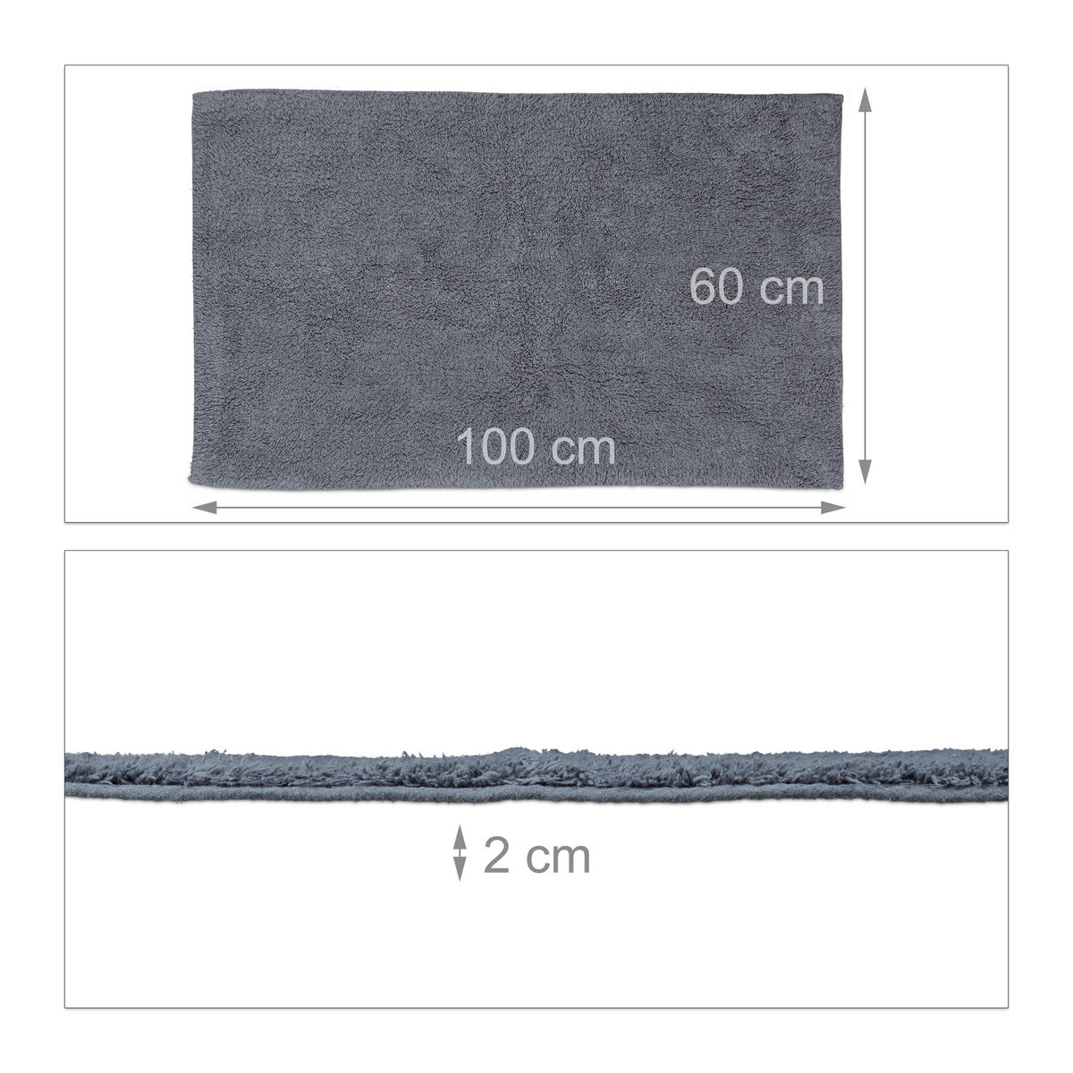 BADTEPPICH - Anthrazit, Textil (100/60cm) - Relaxdays