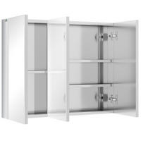 SPIEGELSCHRANK mit 5 Ablagen, 3 Glastüren, Edelstahl, 70 x 12 x 55 cm, Silber - Silberfarben, Glas (12/55/70cm) - Kleankin