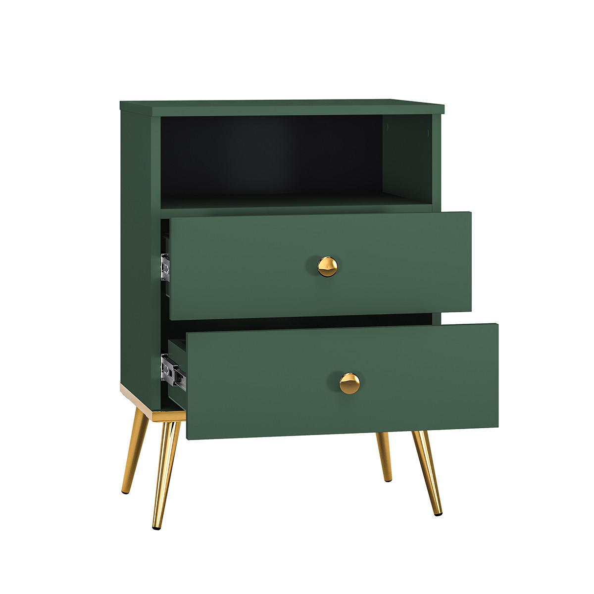 NOČNÍ STOLEK Thalia Zelená - zelená barva, kompozitní dřevo (50/70/34cm) - Petits-meubles