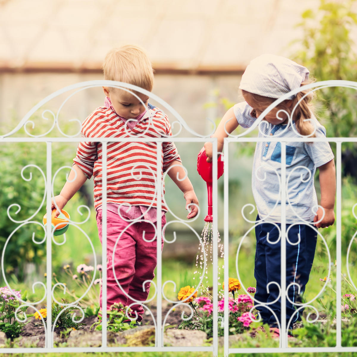 GARTENZAUN - Weiß, Metall (63.5/98.5cm) - Relaxdays