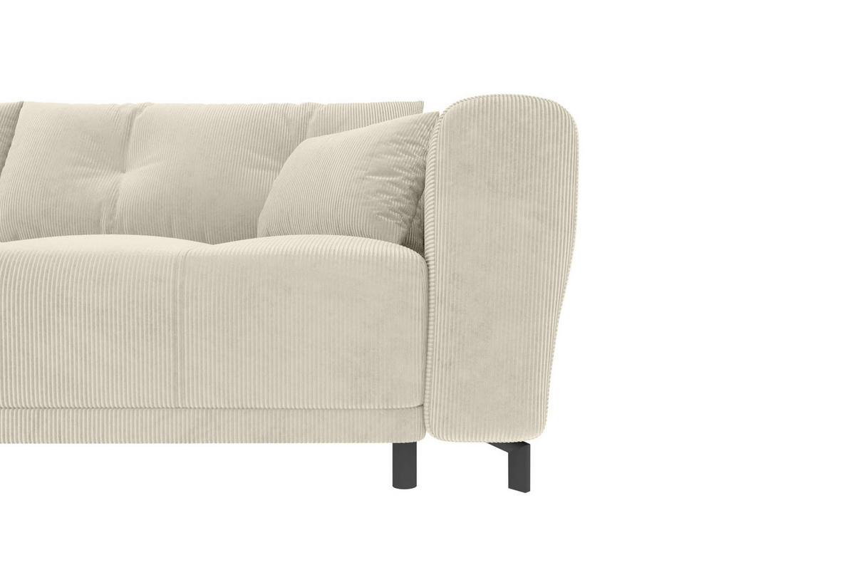 ECKSOFA Massimo Cordstoff Greige inkl. Schlaffunktion Links - Greige/Schwarz, Textil/Metall (246/177cm) - 99rooms