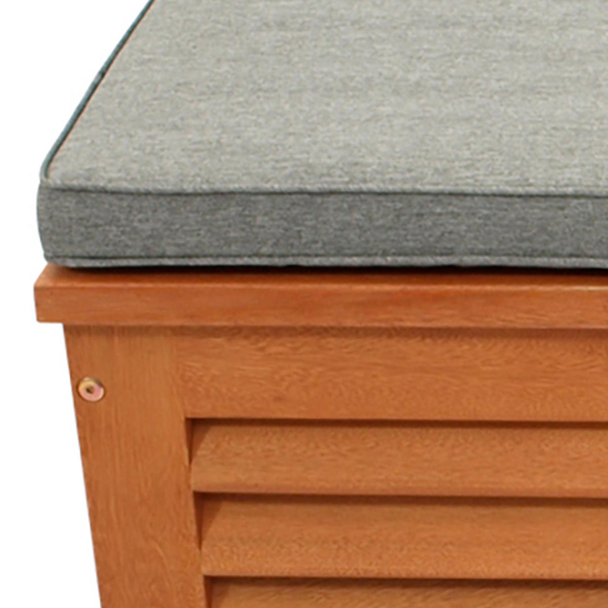 KISSENBOX Cardiff aus Eukalyptusholz, mit Sitzpolster 5cm grau, 128x42x43 cm - Braun, Holz (128/43/42cm) - TPFGarden