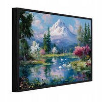 BILDER mit Rahmen Gebirge Landschaft Beige 100x70 cm - Multicolor, Holzwerkstoff (100/70cm) - Wallarena