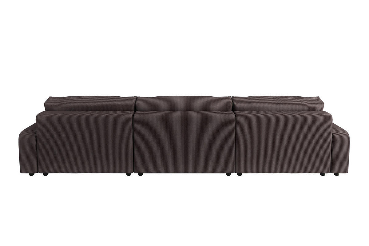 WOHNLANDSCHAFT Emma Dunkelbraun Cord - Dunkelbraun/Schwarz, Holz/Kunststoff (332/170cm) - S-Style Möbel