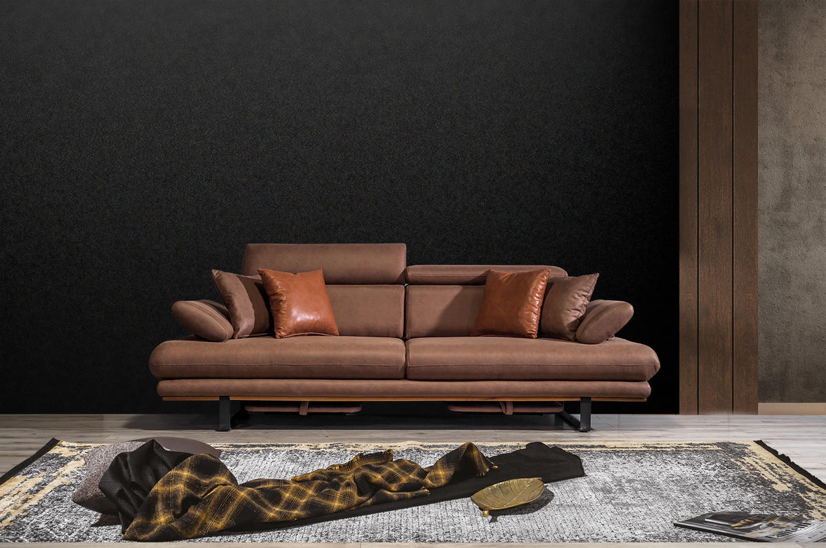 SITZGARNITUR Energy Grau-Seidengrau Stellvariante:3+3 - Braun, Holz (240/80/100cm) - Villa Möbel