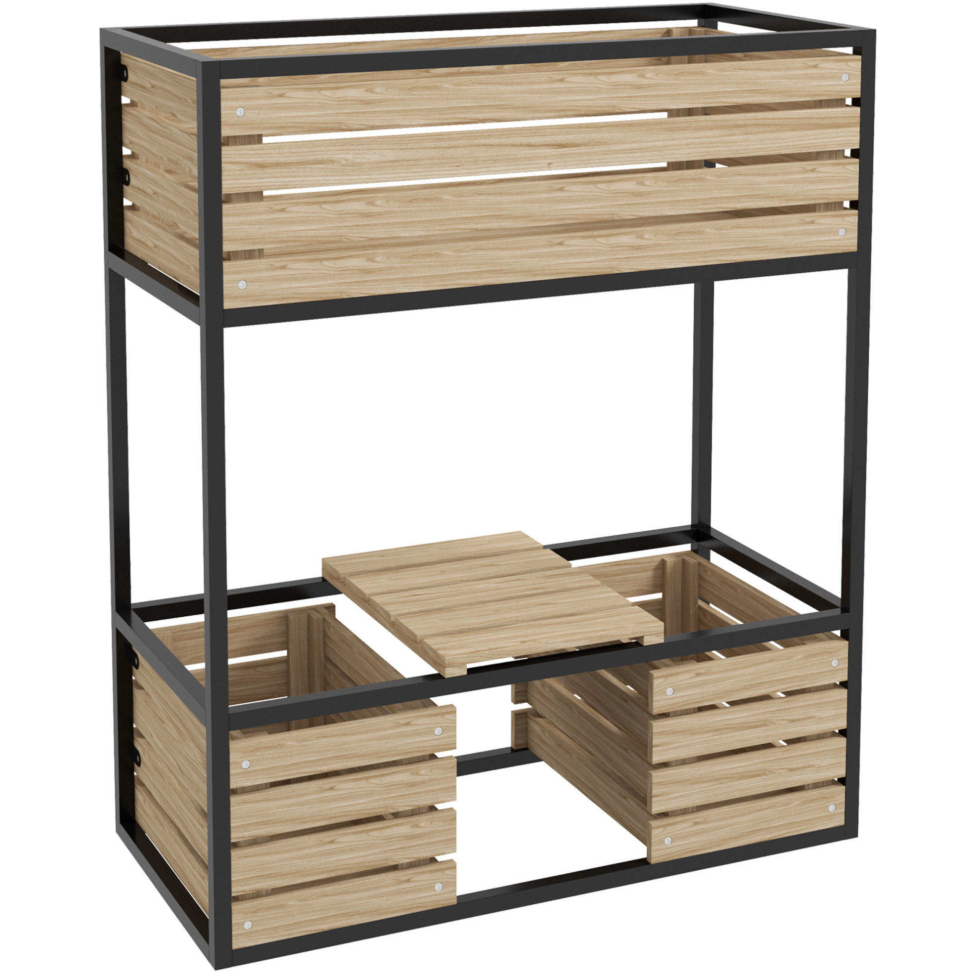 BLUMENKASTEN aus lackiertem Fichtenholz 83x39x100cm in Braun - Braun, Metall (39/100/83cm) - Modfu