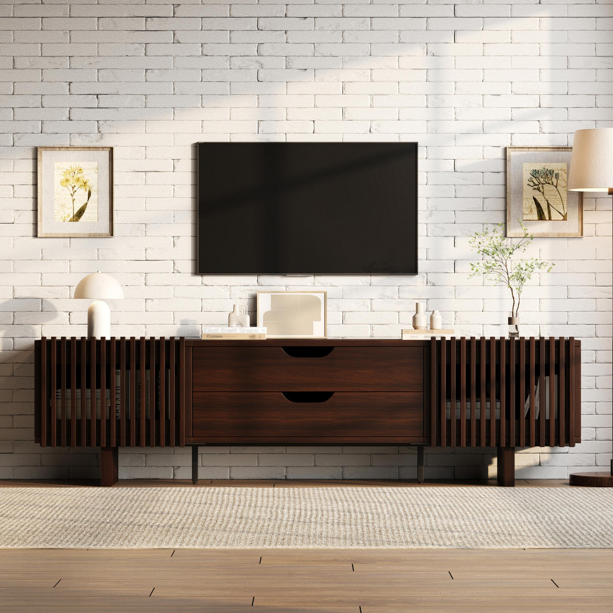 TV-LOWBOARD 180x40x45 cm Nussbaum 2 Schubladen 2 Türen - Alteiche, Holzwerkstoff (40/45/180cm) - FLIEKS