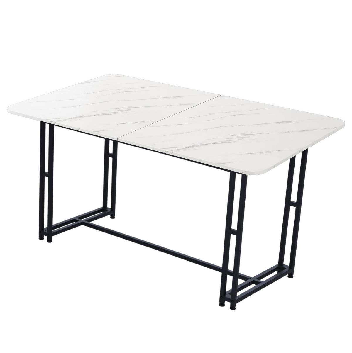 ESSTISCH mit Metallgestell 140/80 cm in Weiß/Schwarz-modern & geradlinig - Weiß, Holzwerkstoff (140/80/74cm) - BEAOK