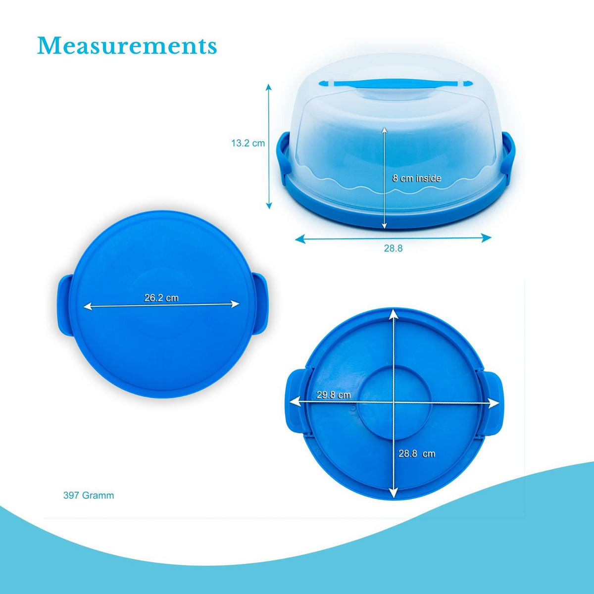 KUCHENTRANSPORTBOX Kuchenbehälter 29.8/28.8/13.2 cm - Blau, Kunststoff (28.8/13.2/29.8cm) - Intirilife
