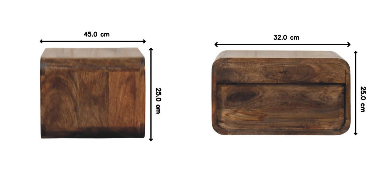 NACHTTISCH Wandmontiert mit offenem Fach - Dunkelbraun/Messingfarben, Holz/Metall (45/25/32cm) - Artisan Furniture