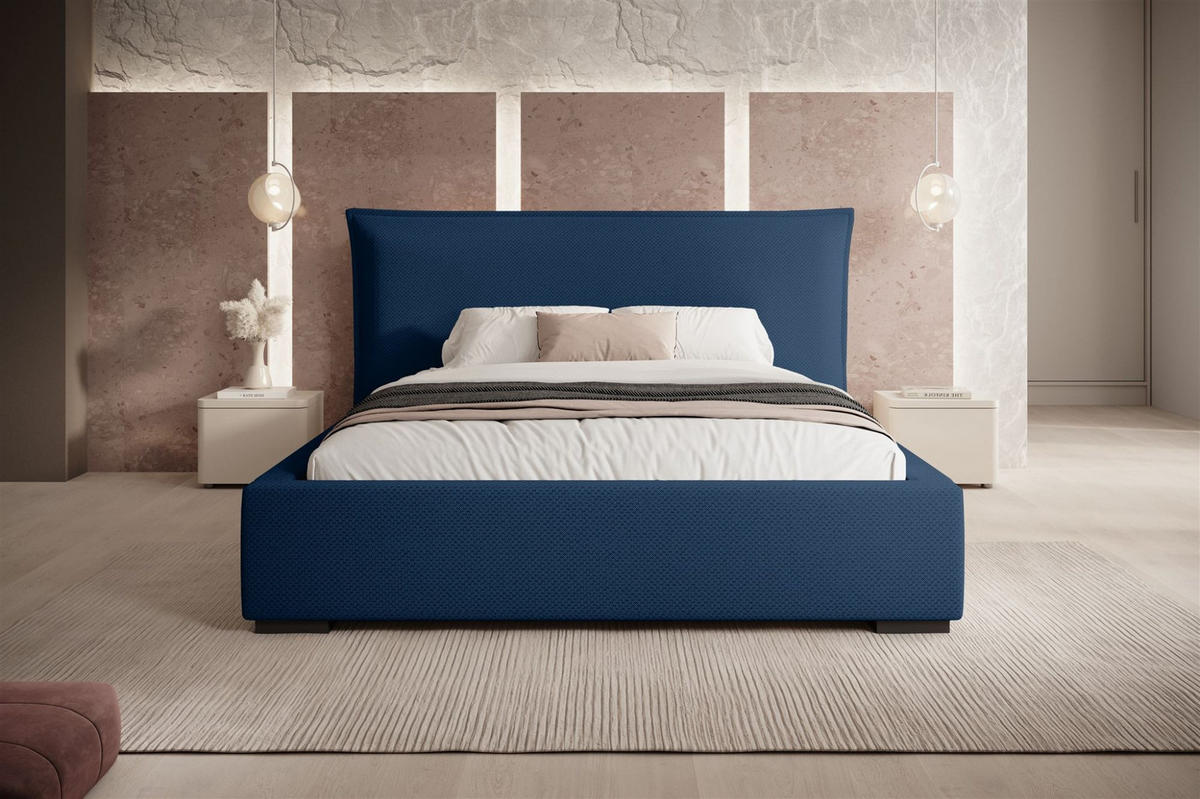 POLSTERBETT Amada In Pop - Blau, Holzwerkstoff/Textil (180/200cm) - Fun Möbel