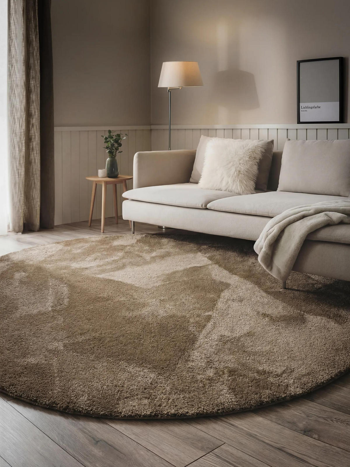 HOCHFLORTEPPICH rund Soda Beige ø 200 cm rund - Beige, Textil (200/200cm) - benuta Nest