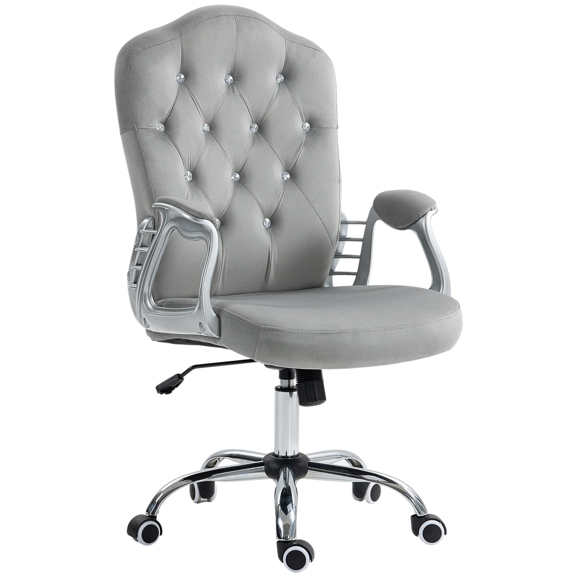 BÜROSTUHL, Schwarz/Hellgrau/Rosa, Polyester, Stahl - Hellgrau, Kunststoff (61/114/61cm) - Vinsetto