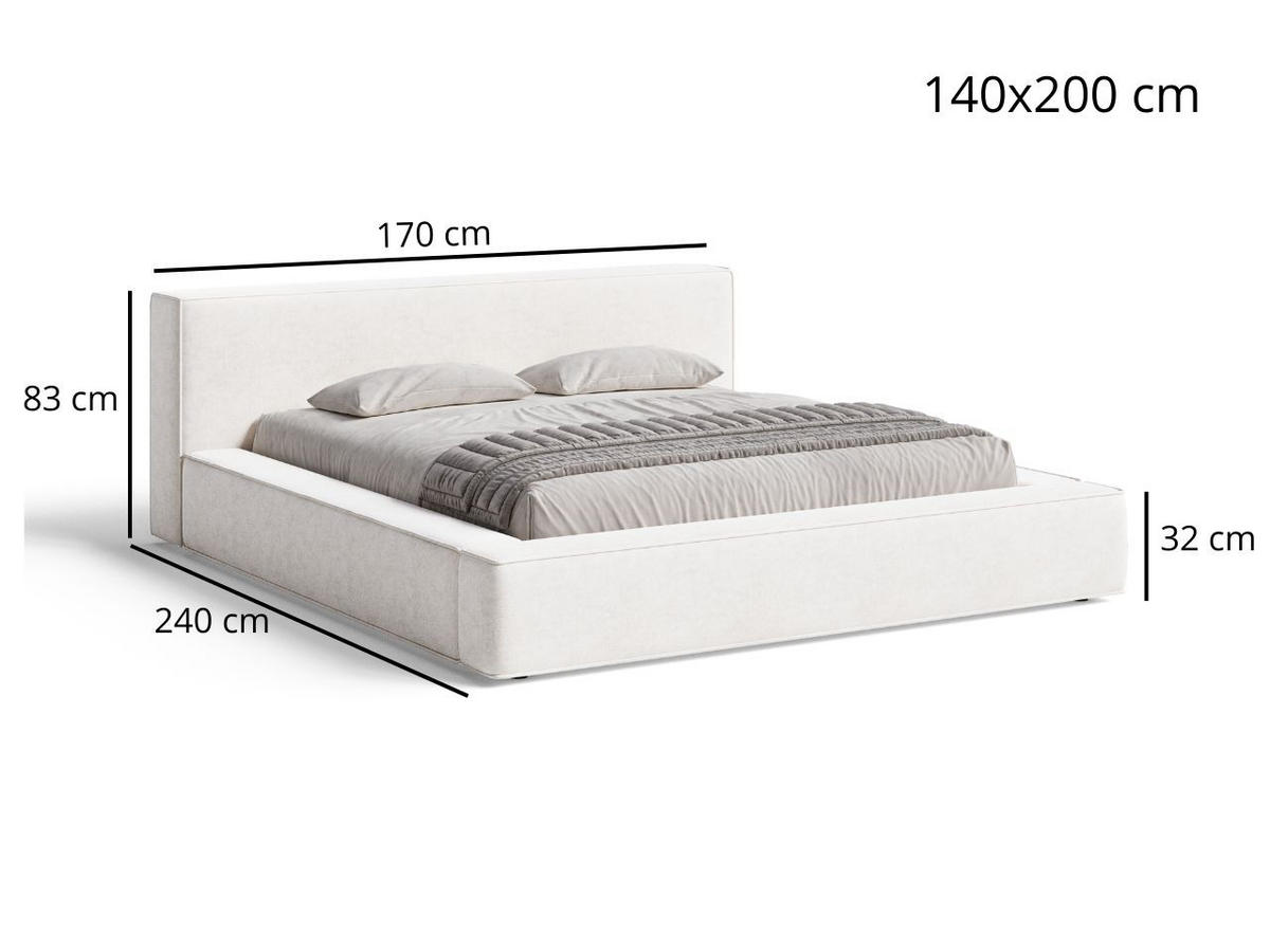 POLSTERBETT Mali 140x200 Creme - Creme, Textil (140/200cm) - Graingold