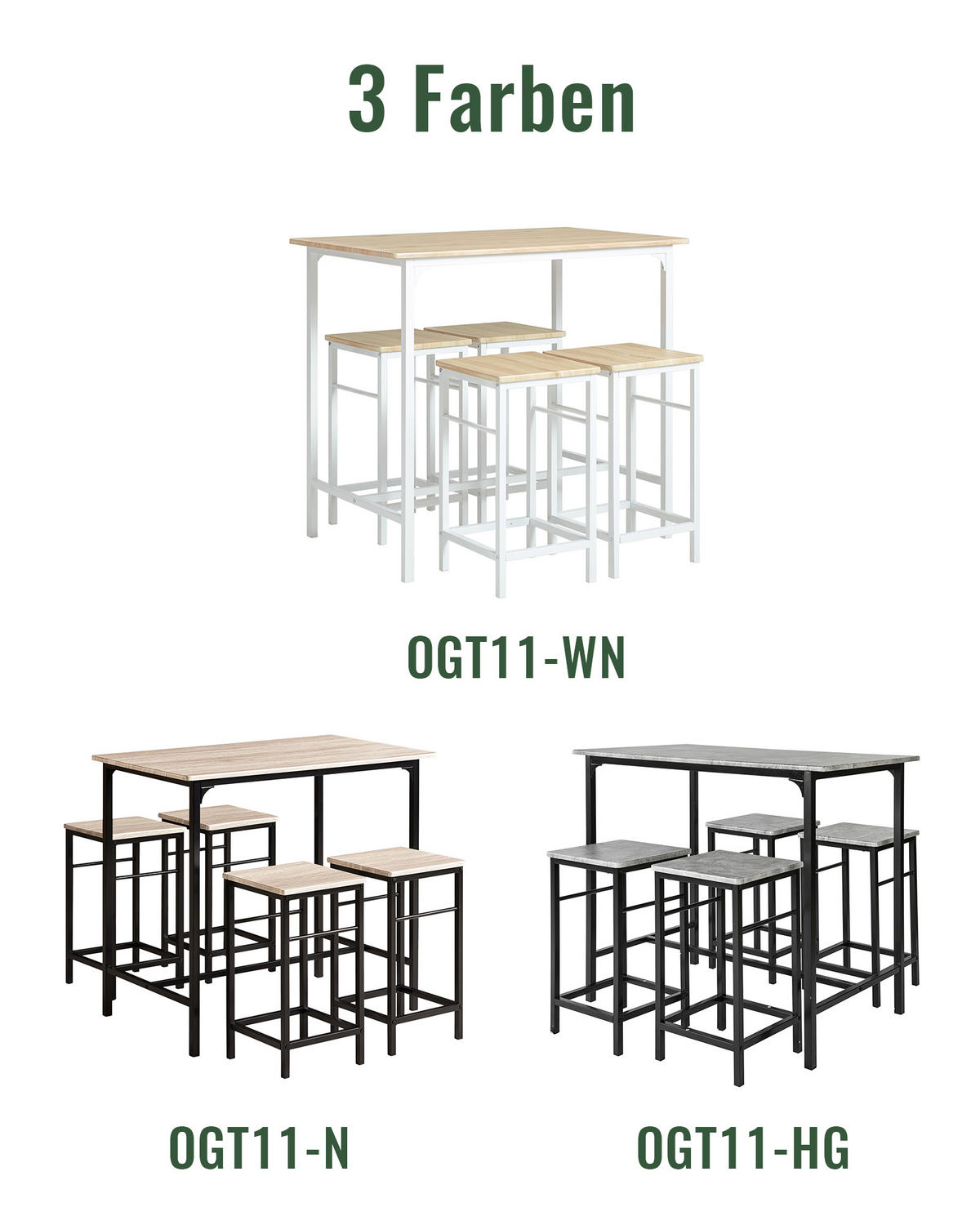 BARTISCH + 4 x BARHOCKER - Weiß, Holzwerkstoff (100/87/60cm) - SoBuy