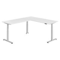 ECKSCHREIBTISCH elektrisch höhenverstellbar L-Form 240/200/74 cm in Weiß/Silberfarben - Silberfarben/Weiß, Holzwerkstoff (240/200/74cm) - bümö