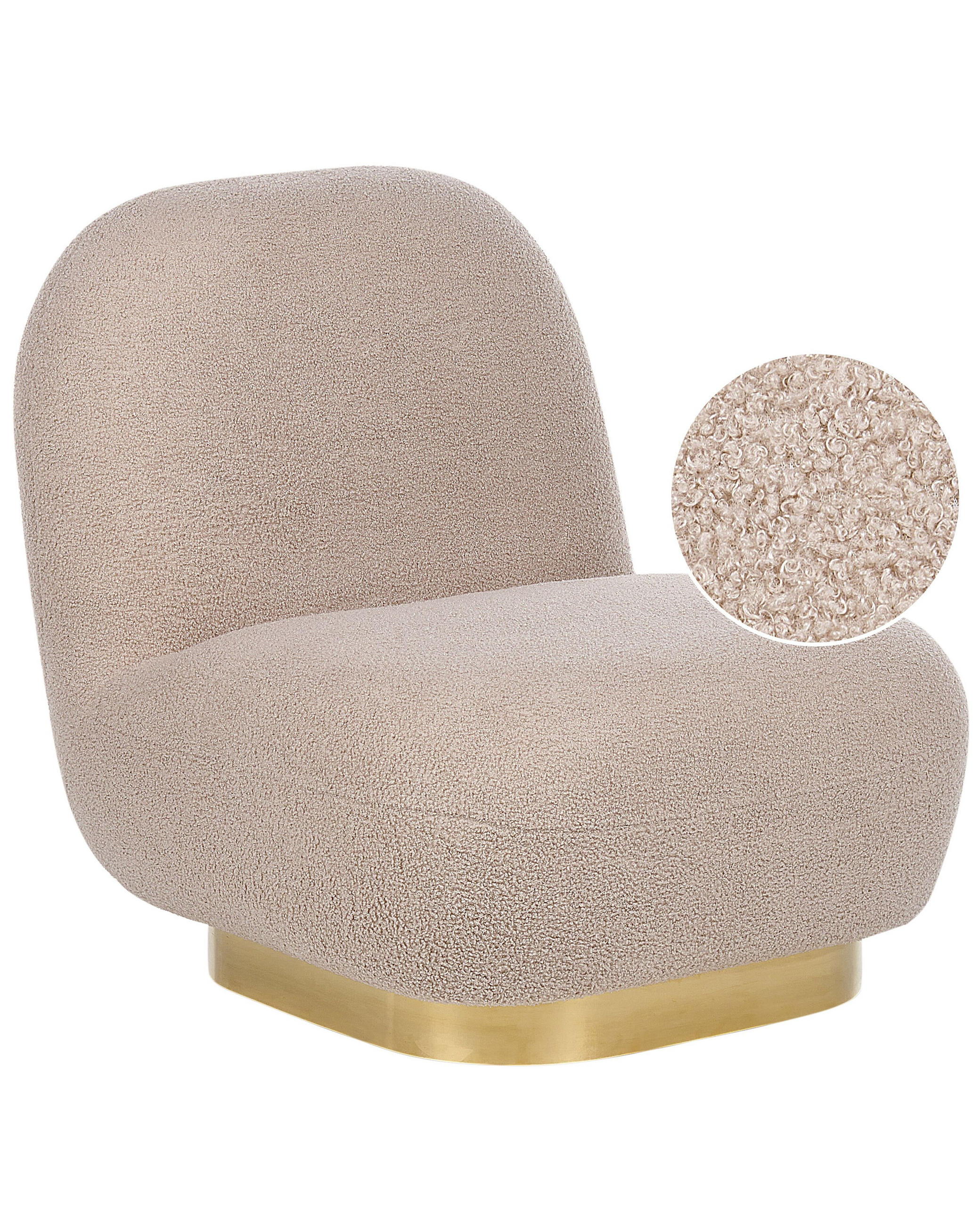 SESSEL Bouclé beige/gold LovIisa - Beige/Goldfarben, Textil (62/76/70cm) - Beliani