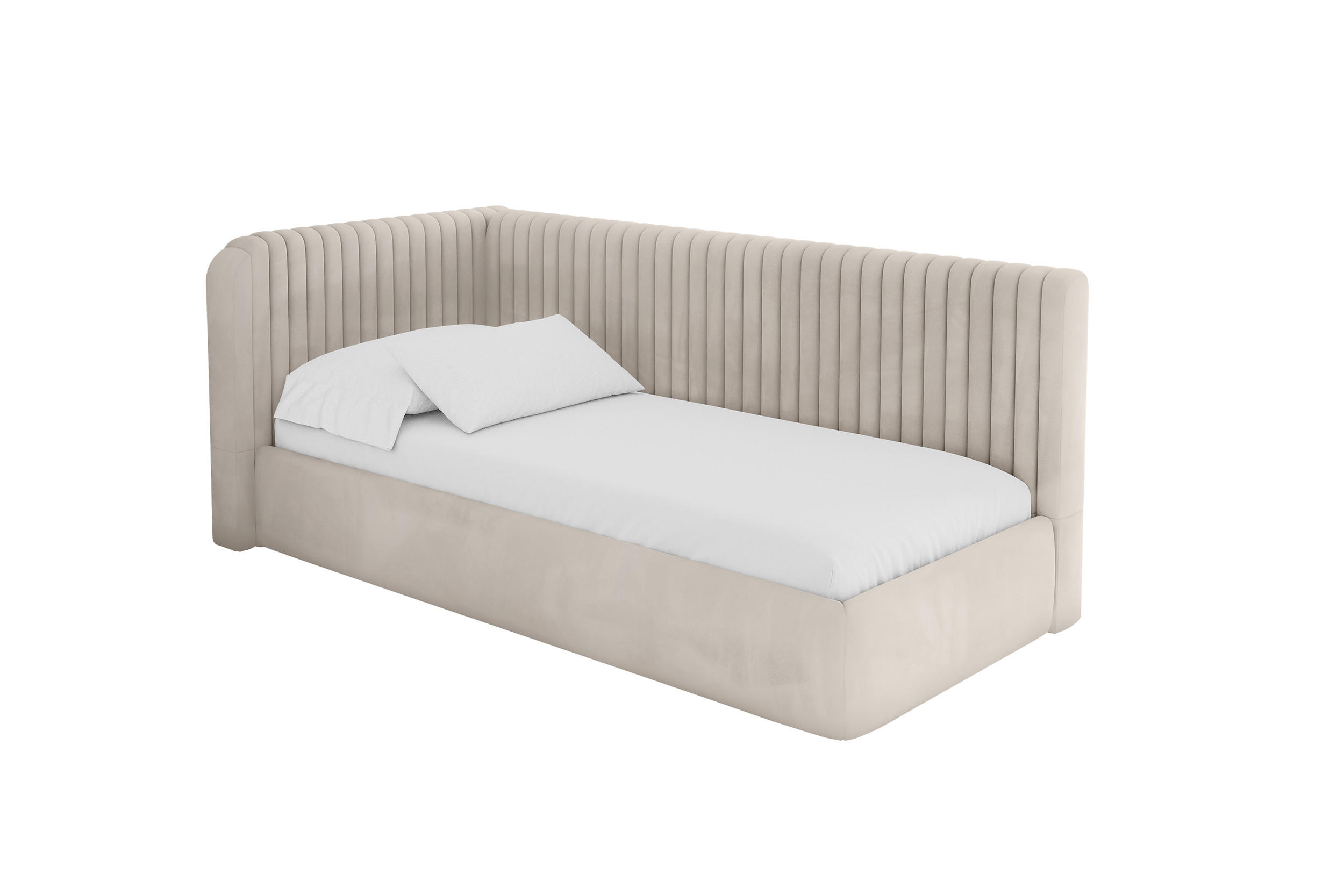 ALTDECOR JEDNOLŮŽKOVÁ POSTEL pro mládež s úložným prostorem a matrací H3/H4, vpravo - AURY 80x200 béžová