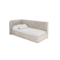 EINZELLBETT Jugendbett mit Bettkasten und Matratze H3/H4, Rechts - AURY 80x200 Beige - Sandfarben, Holzwerkstoff/Textil (80/200cm) - ALTDECOR