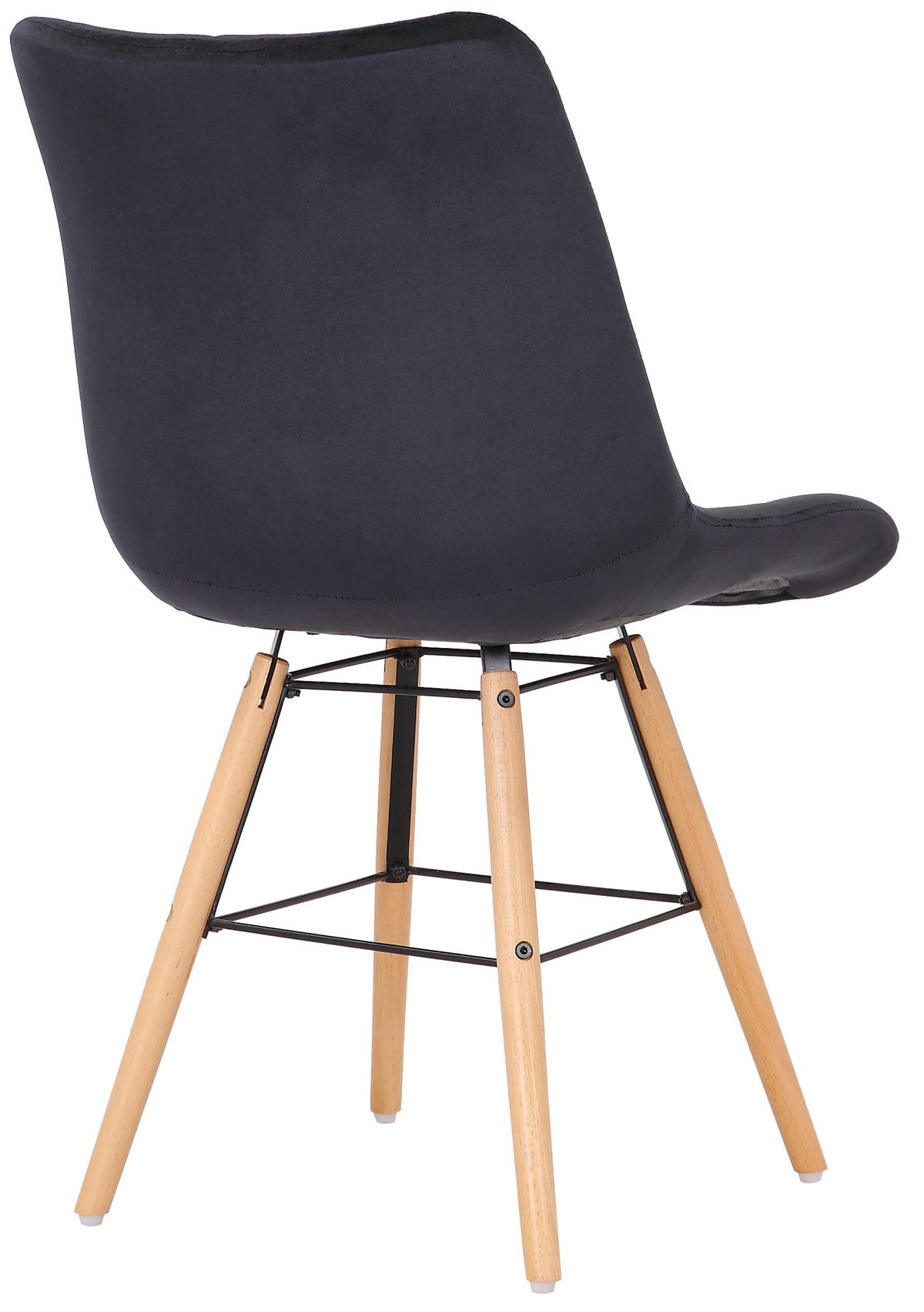 STUHL 2er Set Samt schwarz - Eukalyptusholzfarben/Schwarz, Holz/Textil (46/82/60cm) - CLP