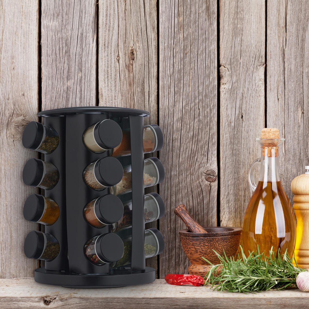 17-DIELNY stojan na korenie - viacfarebná, kov/sklo (19/27.5/19cm) - Relaxdays