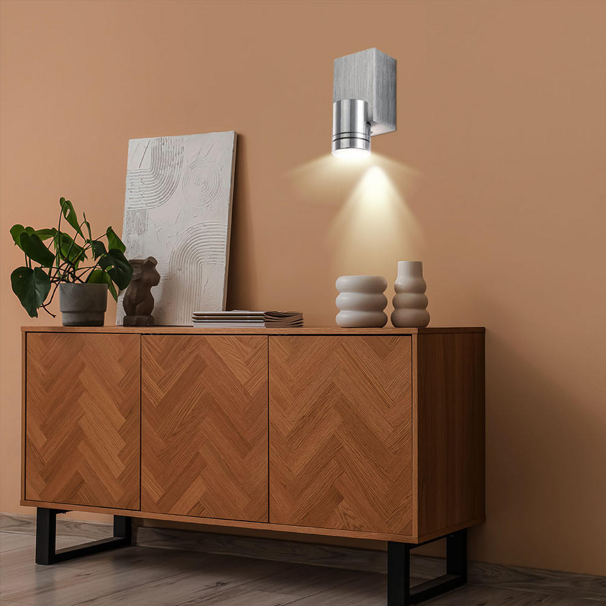 LED WANDLEUCHTE Gordon Aluminium Silber - Silberfarben, Metall (8.3/4.5/4cm) - Globo Lighting