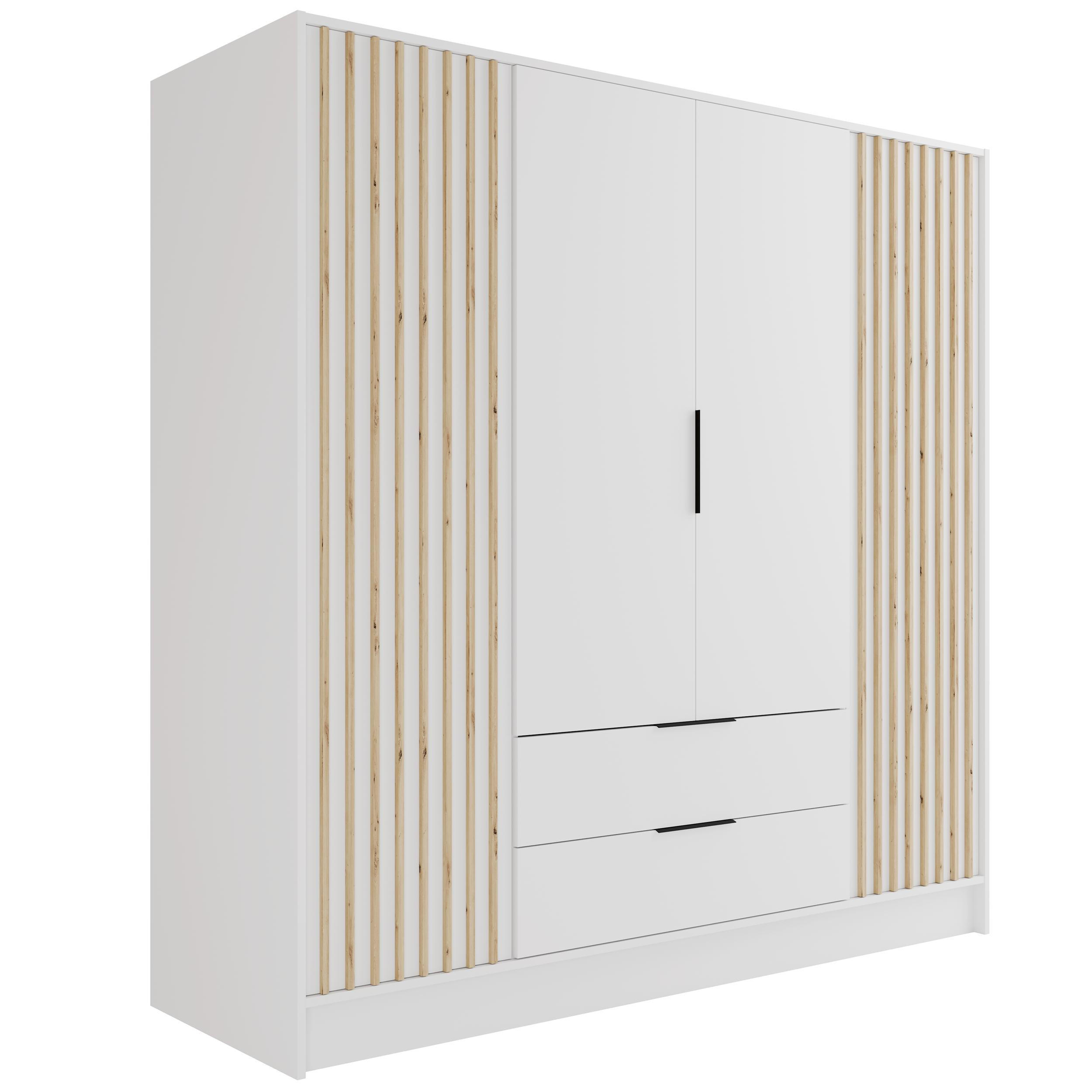 KLEIDERSCHRANK NELIA - 200 cm - Weiß/Eiche Artisan, Holzwerkstoff (200/200/51cm) - ALTDECOR