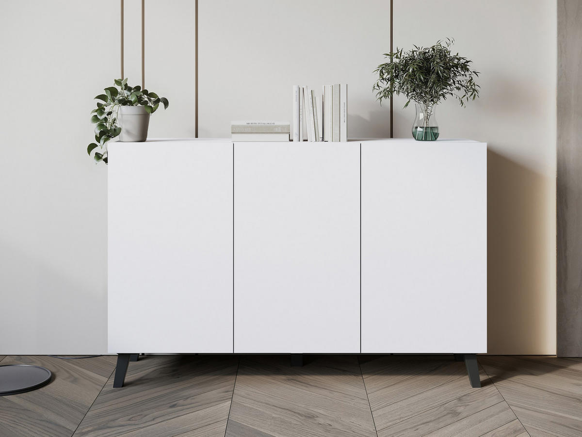 KOMMODE Phuket 120 - Schwarz/Weiß, Holzwerkstoff/Kunststoff (120/76/39cm) - MIRJAN24