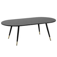 COUCHTISCH oval in Marmor-Optik – mit Metallgestell im modernen Design, Schwarz 120x60x42 cm - Goldfarben/Schwarz, Holzwerkstoff/Metall (60/120/42cm) - KADIMA DESIGN