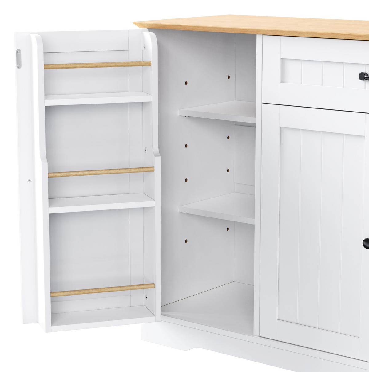 GESCHIRRSCHRANK 107x40x84 cm Weiß mit Schublade - Weiß/Braun, Holzwerkstoff (40/84/107cm) - Modfu