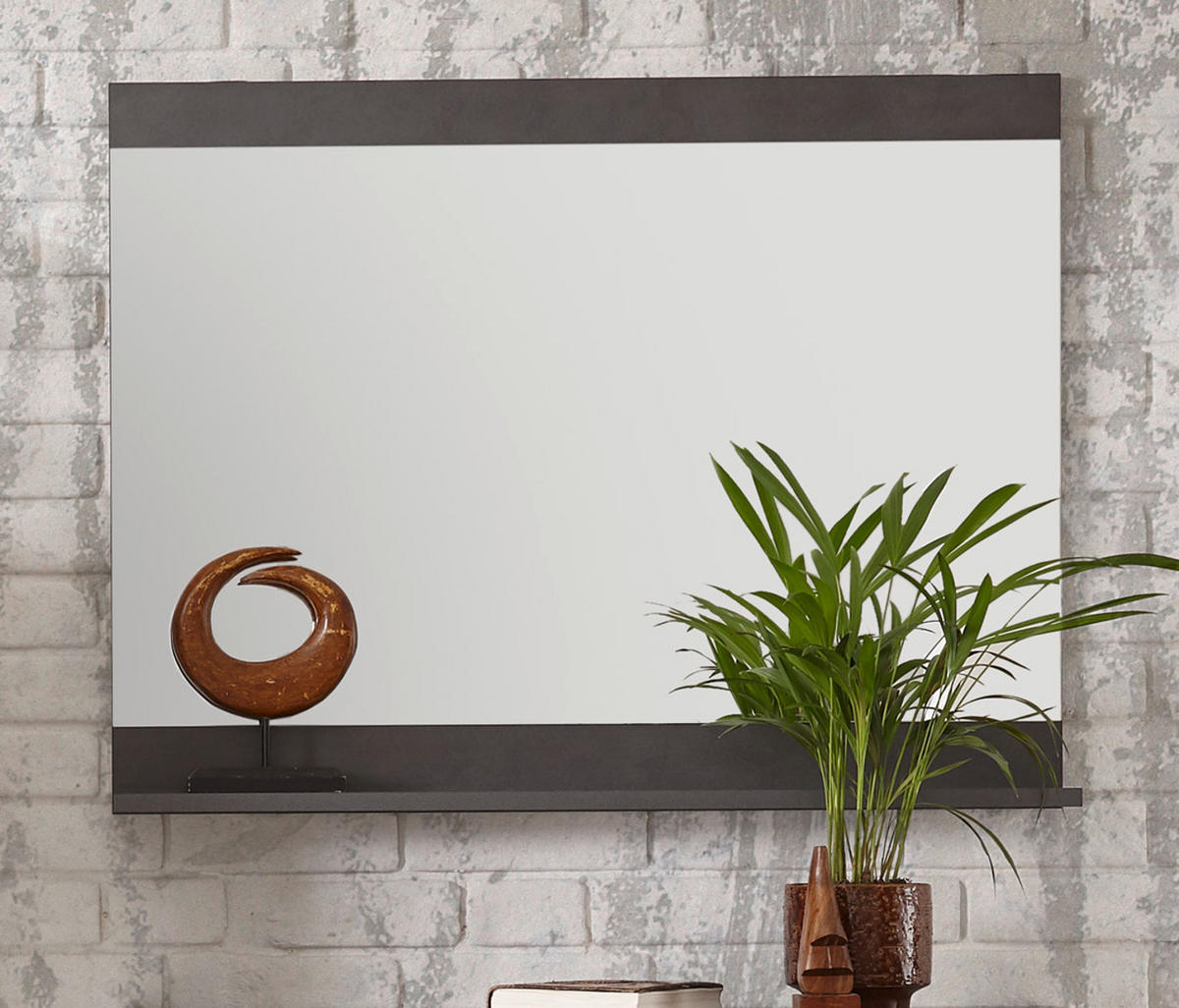 GARDEROBENSPIEGEL Matera grau, Wandspiegel mit Ablage, 92 x 71 cm - Grau, Glas/Holzwerkstoff (92/71/10cm) - Furn.Design