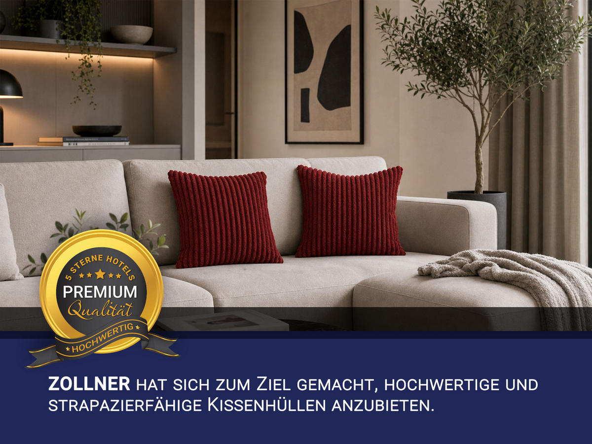 KISSENBEZUG, 2er-Set, 40x40 cm, 100% Polyester, Dunkelrot - Bordeaux, Textil (40/40cm) - Zollner