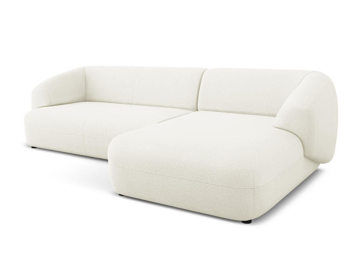 ECKSOFA Rechts Bouclé Stoff Weiß - Schwarz/Weiß, Kunststoff/Textil (280/156cm) - Makamii