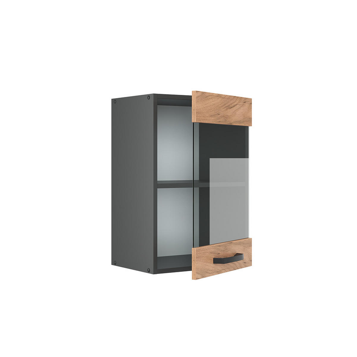 KÜCHENGLASSCHRANK R-Line Goldkraft Eiche 40 cm - Honigeiche/Anthrazit, Holzwerkstoff (40/60/31cm) - Vicco