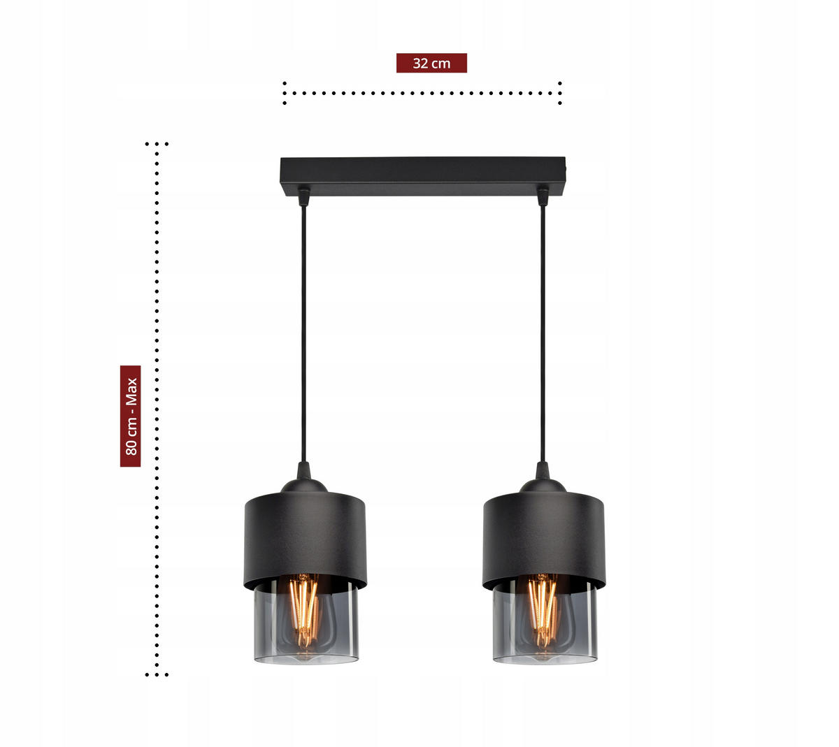 PENDELLEUCHTE Hege - Transparent/Anthrazit, Glas/Metall (12/35/80cm) - kiki design
